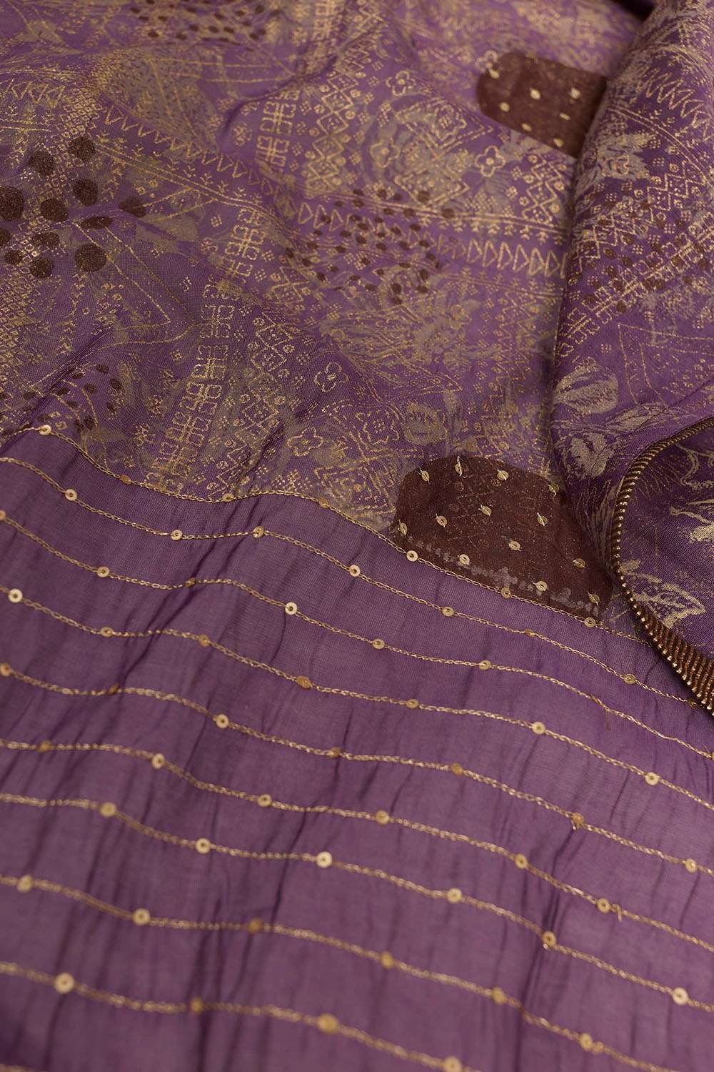 Violet Silk Modal Printed Embroidery Saree image number null