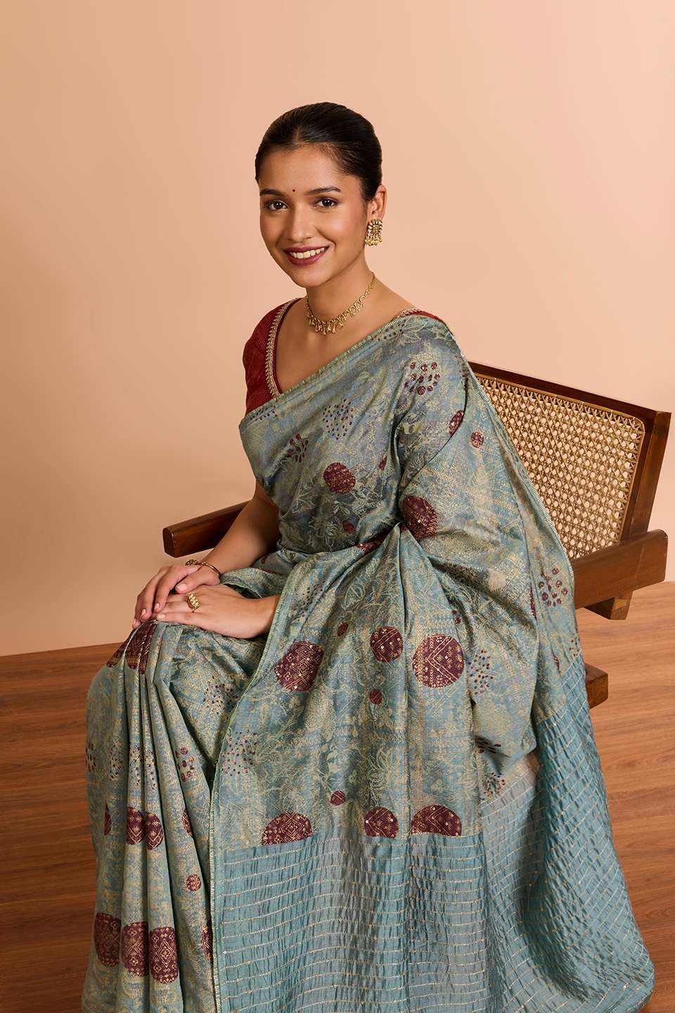 Light Blue Silk Modal Embroidered Saree