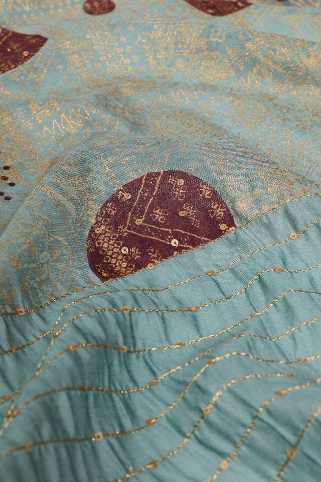 Light Blue Silk Modal Embroidered Saree thumbnail image number null