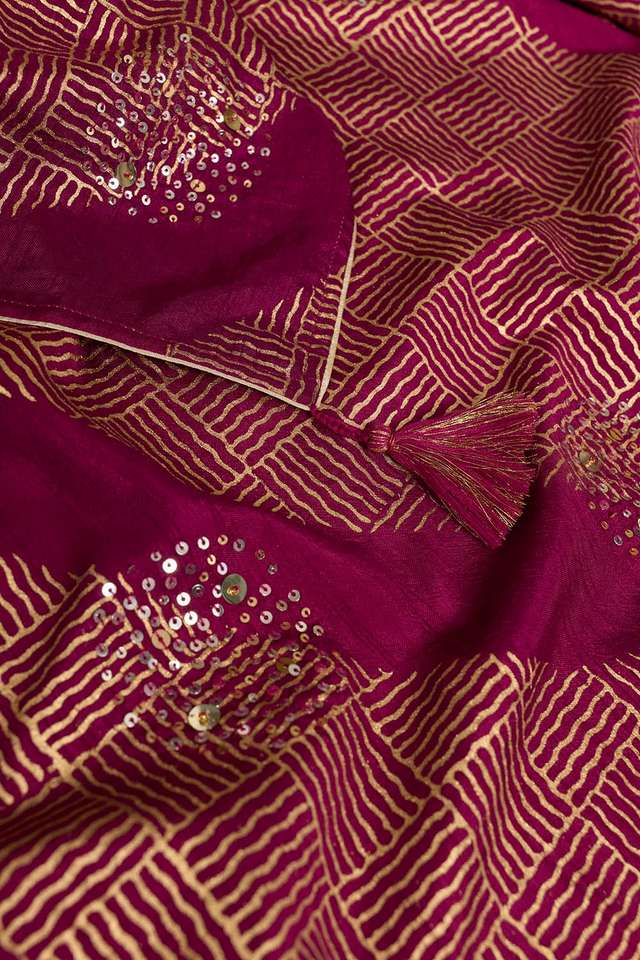 Purple Viscose Embroidered Saree thumbnail image number null