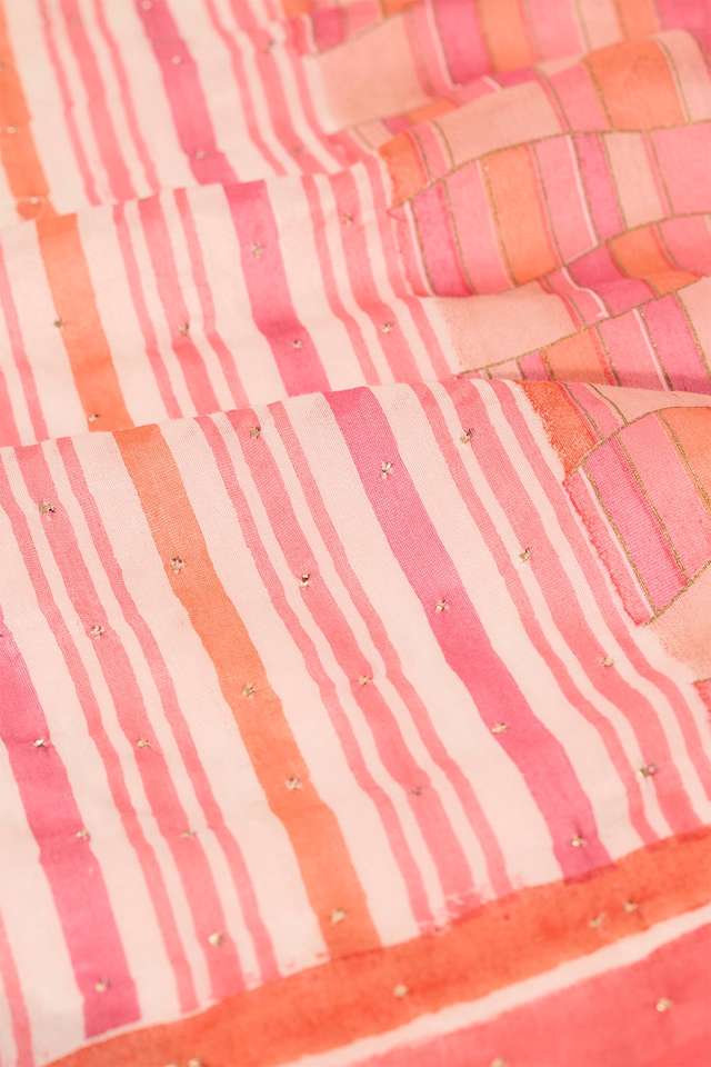 Pink Pure Silk Cotton Mukaish Saree thumbnail image number null