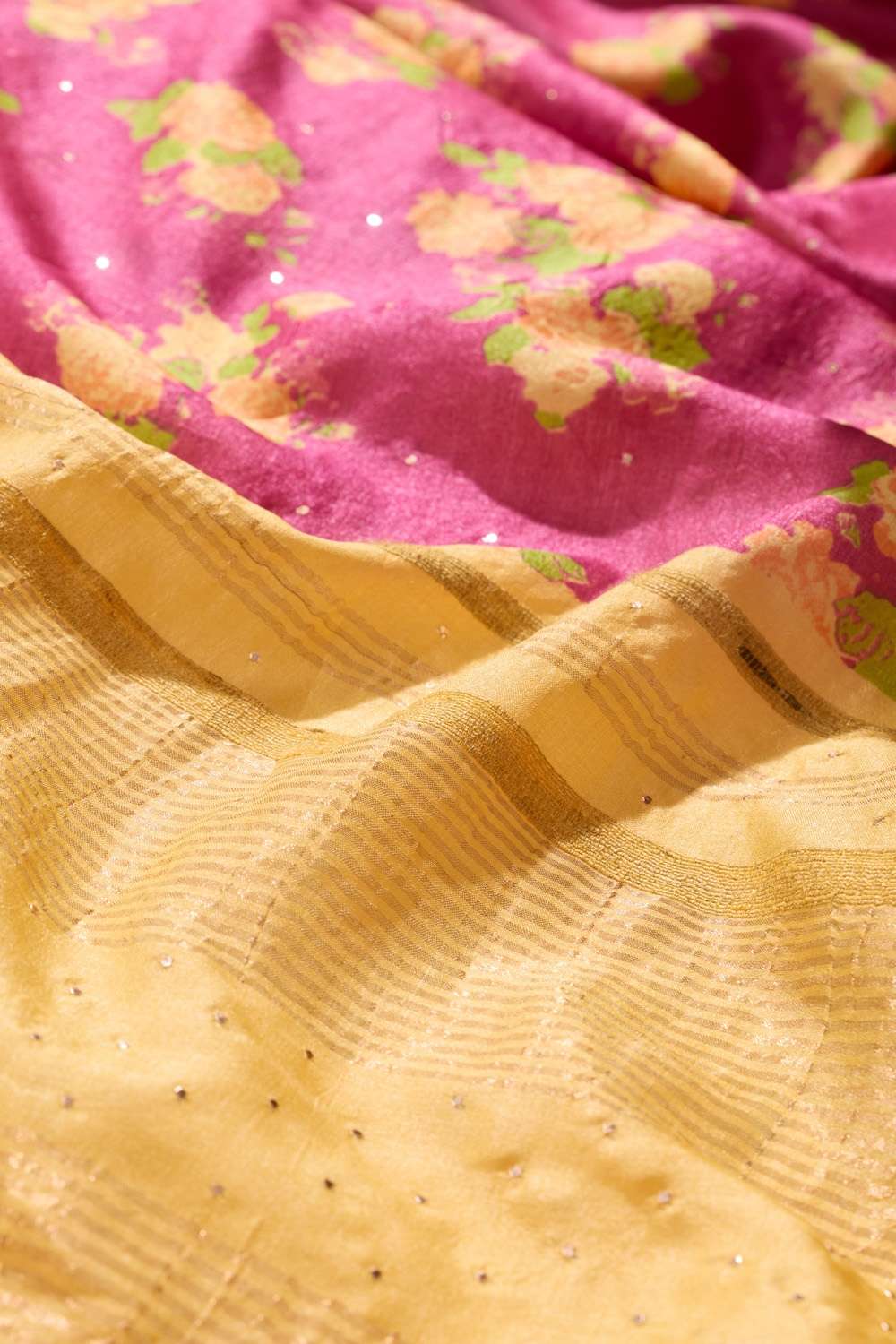 Purple Bengal Pure Tussar Silk Printed Mukaish Saree image number null