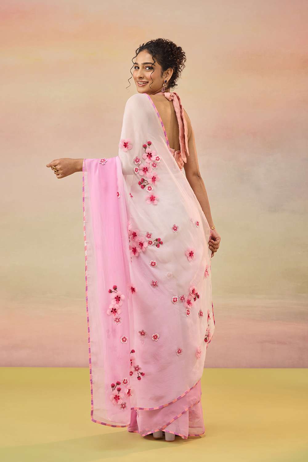 Light Pink Pure Viscose Embroidered Saree image number null
