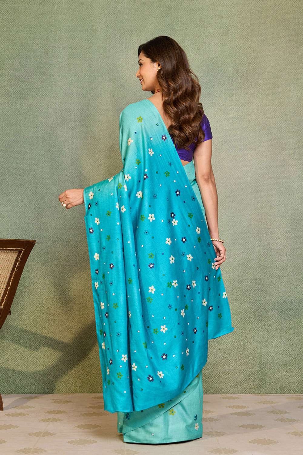 Light Blue Chattisgarh Hand Painted Saree image number null