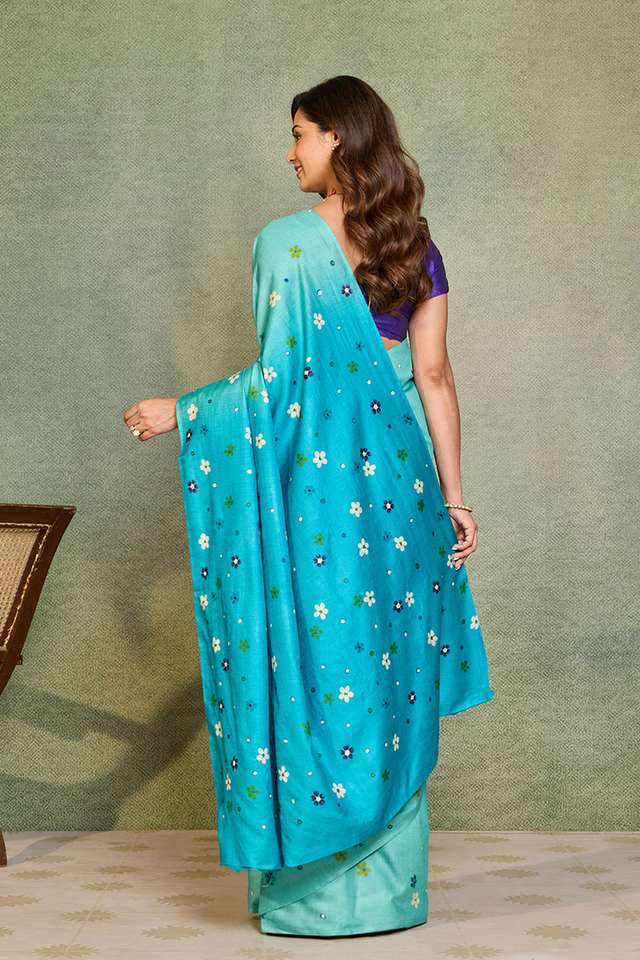 Light Blue Chattisgarh Hand Painted Saree thumbnail image number null
