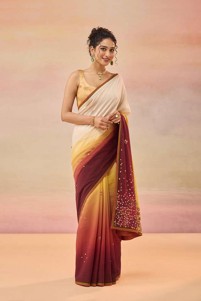 Multi Pure Viscose Embroidered Saree image number