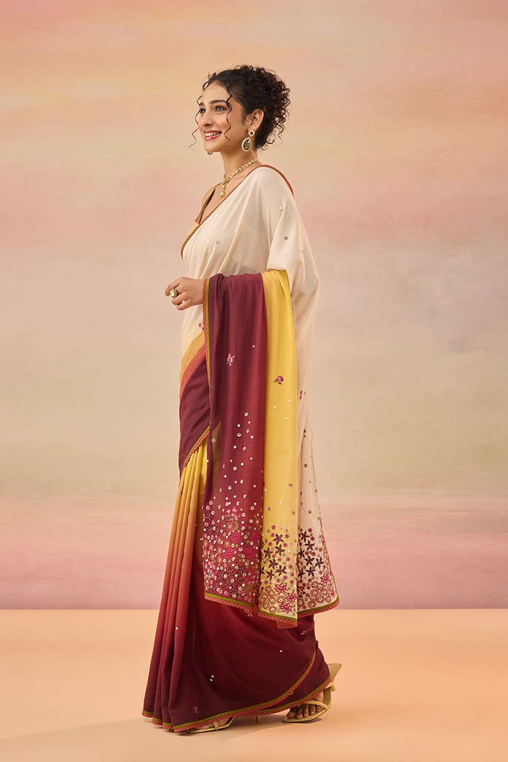 Multi Pure Viscose Embroidered Saree image number null