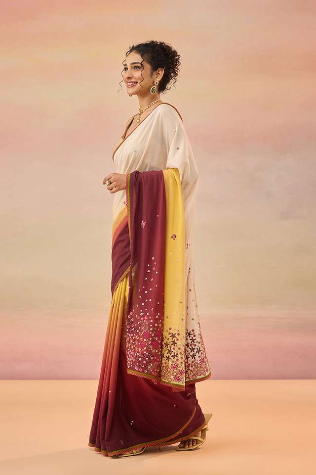 Multi Pure Viscose Embroidered Saree thumbnail image number null