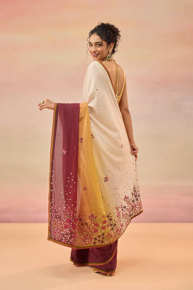 Multi Pure Viscose Embroidered Saree thumbnail image number null