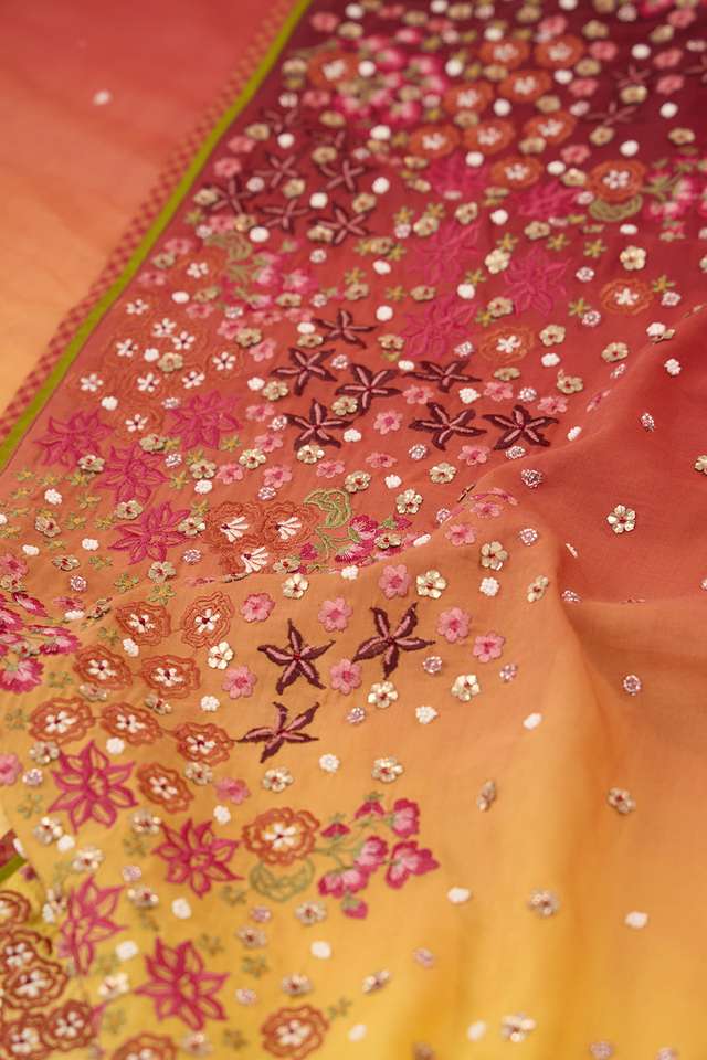 Multi Pure Viscose Embroidered Saree thumbnail image number null