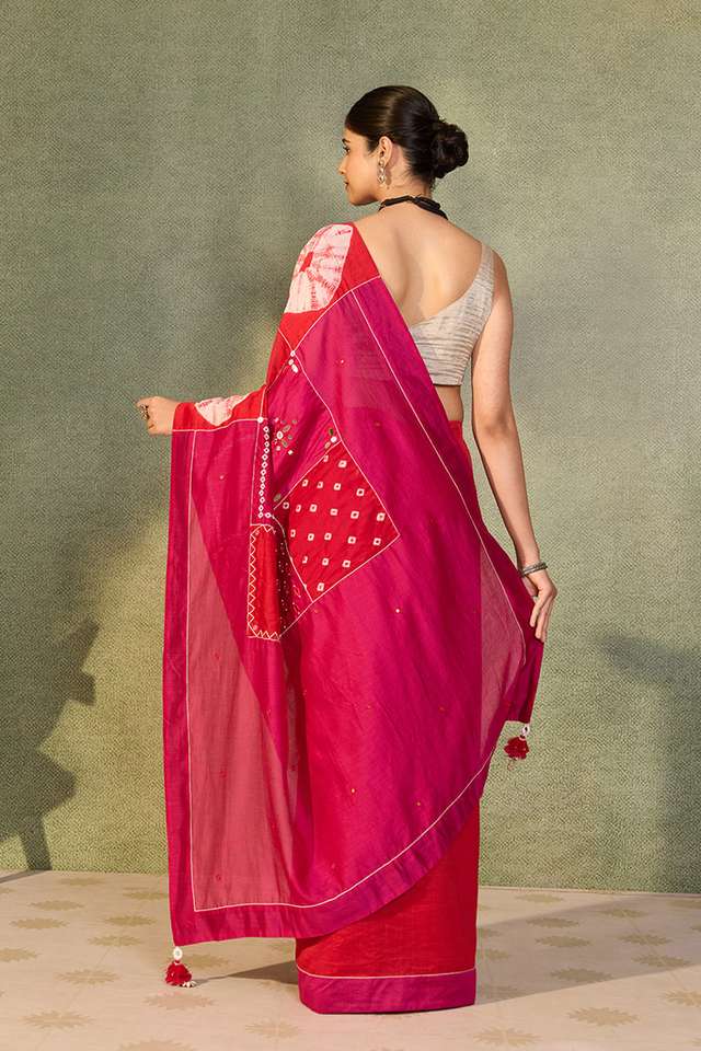 Red Rajasthan Lambani Pure Silk Cotton Saree thumbnail image number null