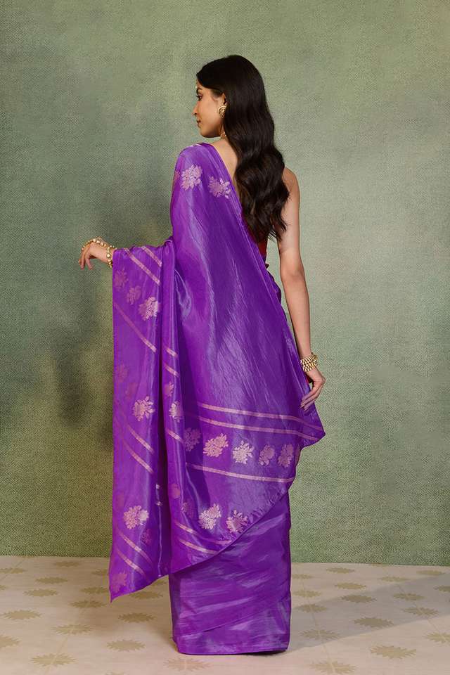 Purple Woven Design Viscose Saree thumbnail image number null