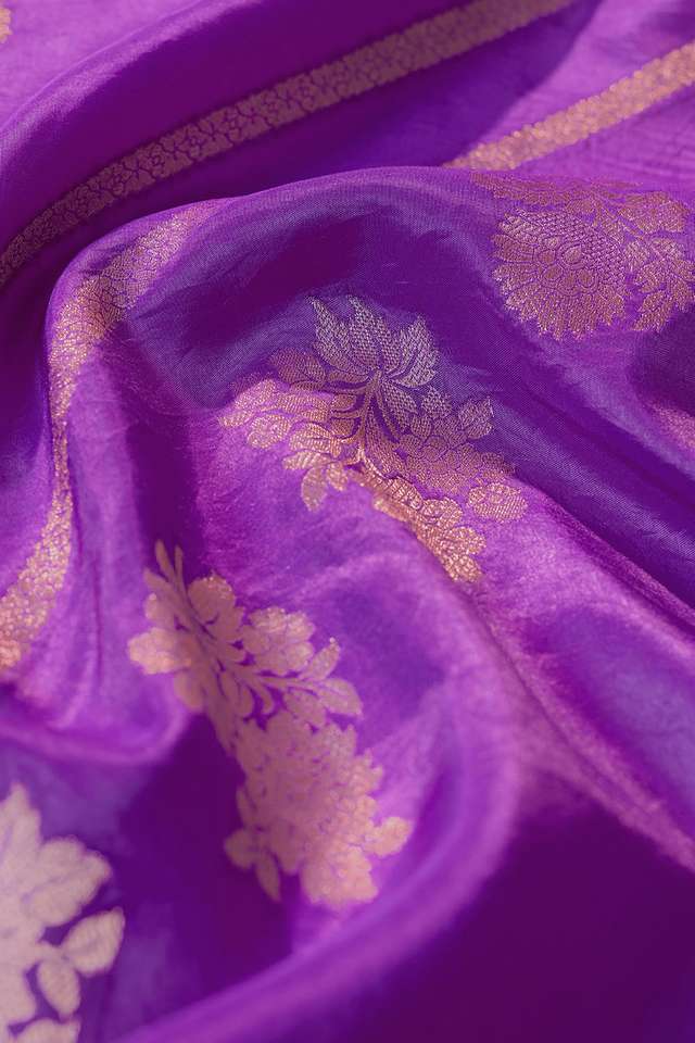 Purple Woven Design Viscose Saree thumbnail image number null