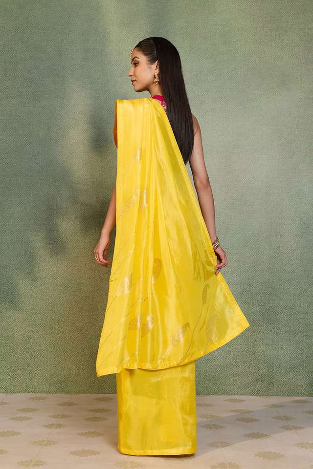 Yellow Woven Design Viscose Saree thumbnail image number null