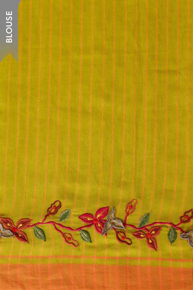 Light Green Bengal Pure Cotton Embroidered Saree thumbnail image number null