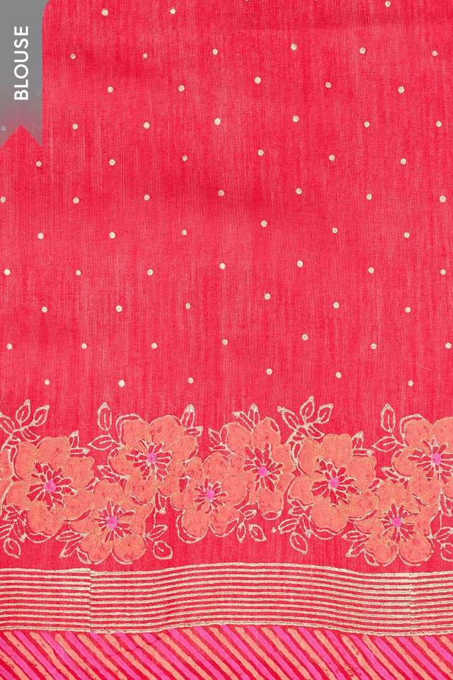 Red Pure Silk Cotton Block Printed Bengal Saree thumbnail image number null