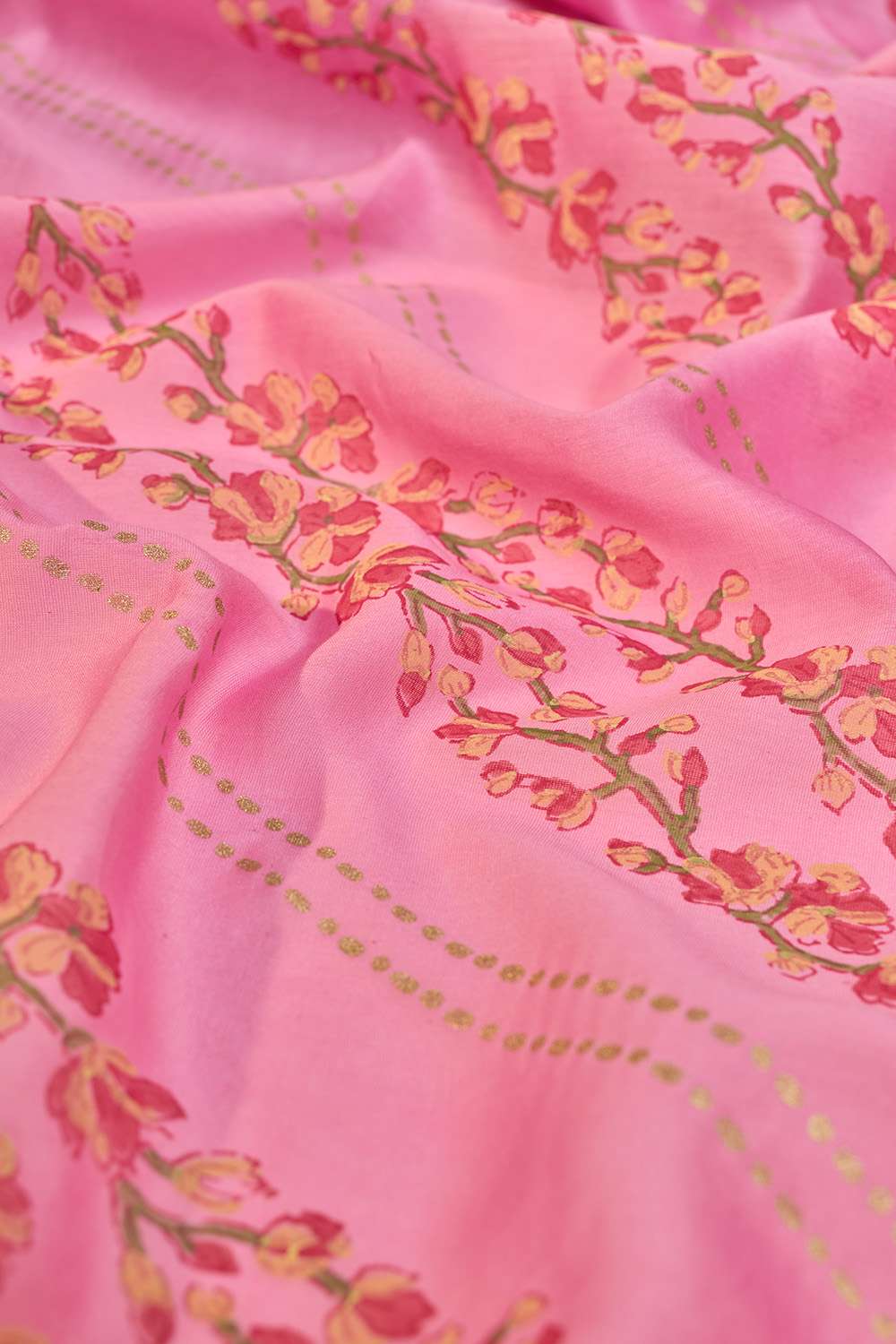 Light Pink Pure Silk Cotton Block Printed Bengal Saree image number null
