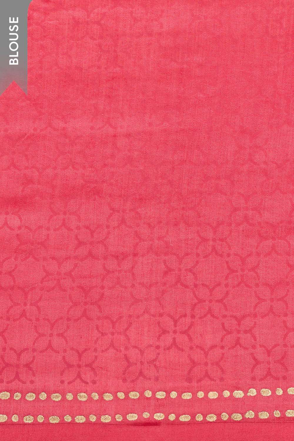 Light Pink Pure Silk Cotton Block Printed Bengal Saree image number null