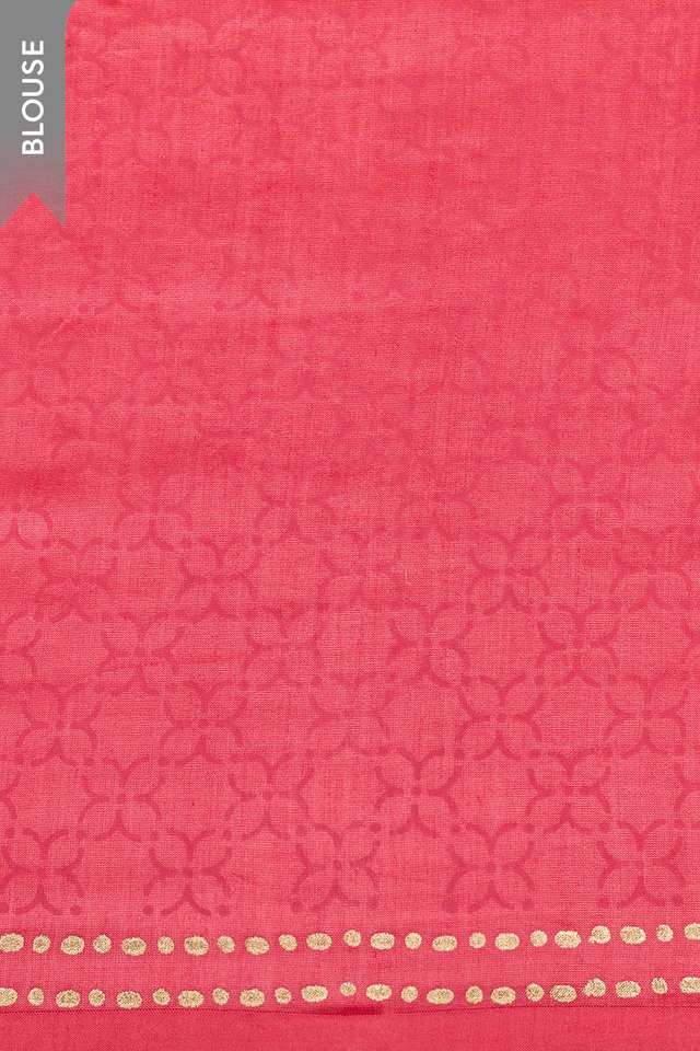 Light Pink Pure Silk Cotton Block Printed Bengal Saree thumbnail image number null
