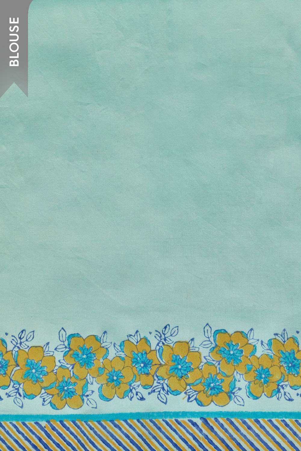 Light Blue Pure Silk Cotton Block Printed Bengal Saree image number null