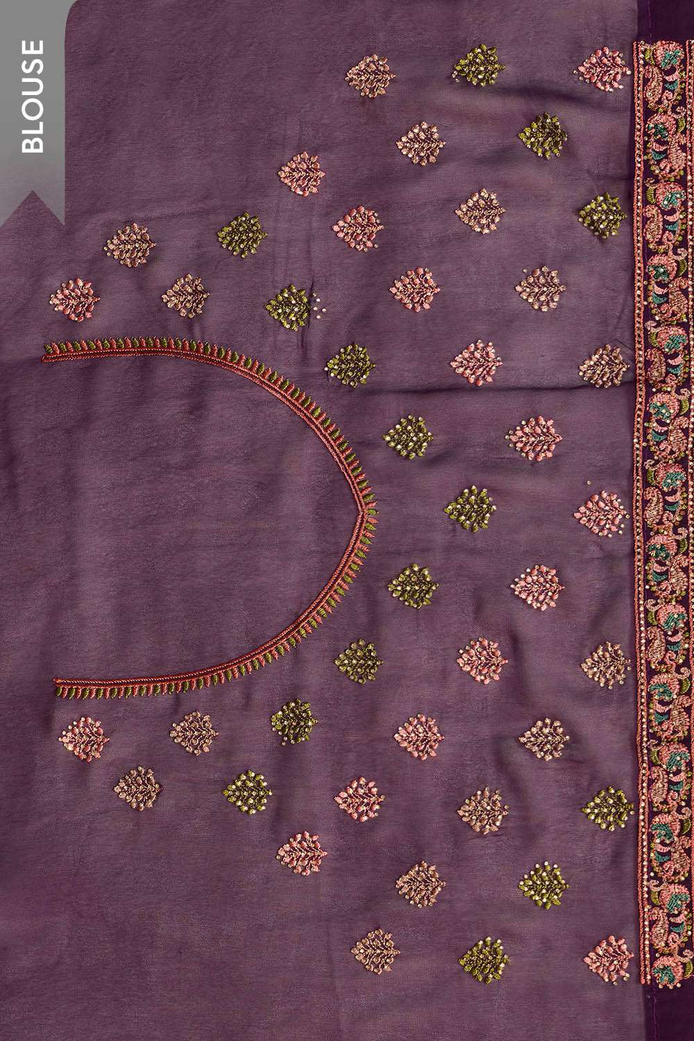 Purple Embroidered Pure Viscose Saree image number null