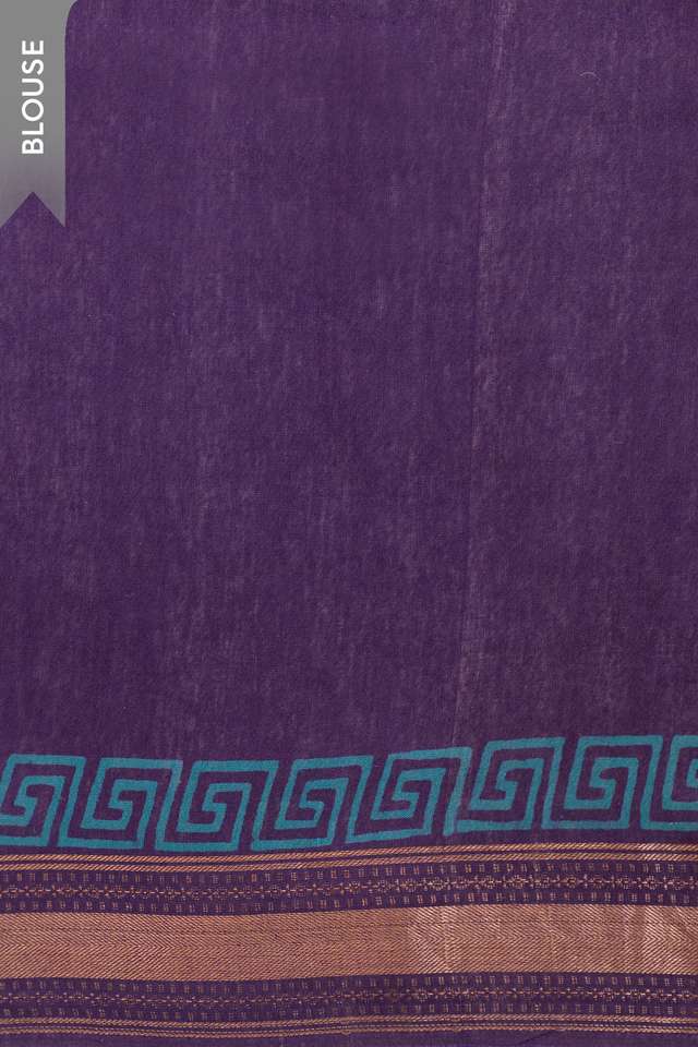 Purple Pure Tussar Silk Block Printed Bengal Saree thumbnail image number null
