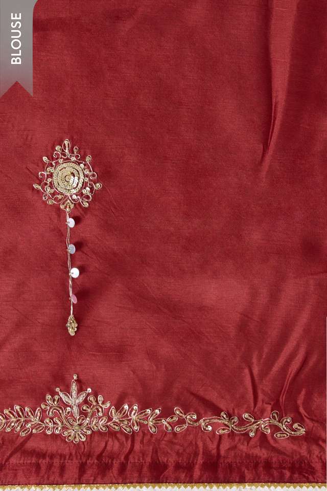 Red Bengal Silk Viscose Embroidered Saree thumbnail image number null