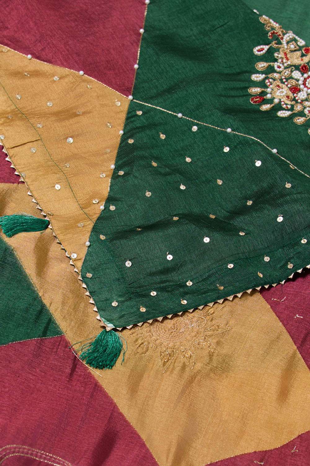 Green Silk Viscose Embroidered Saree image number null