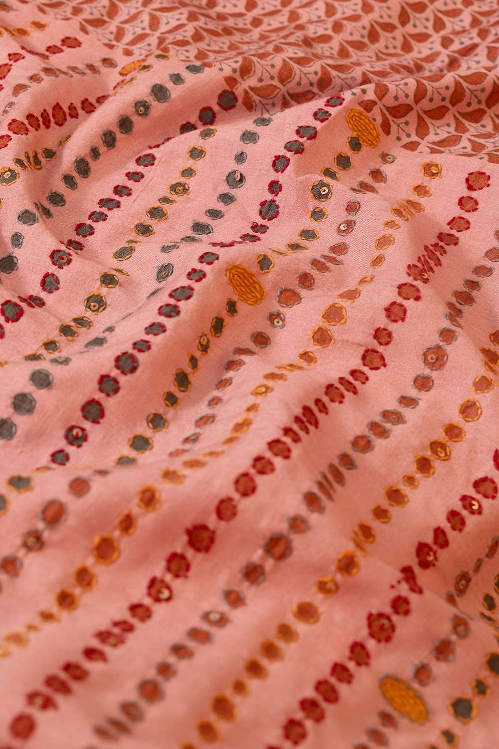Light Pink Bengal Pure Tussar Silk Kantha Saree image number null