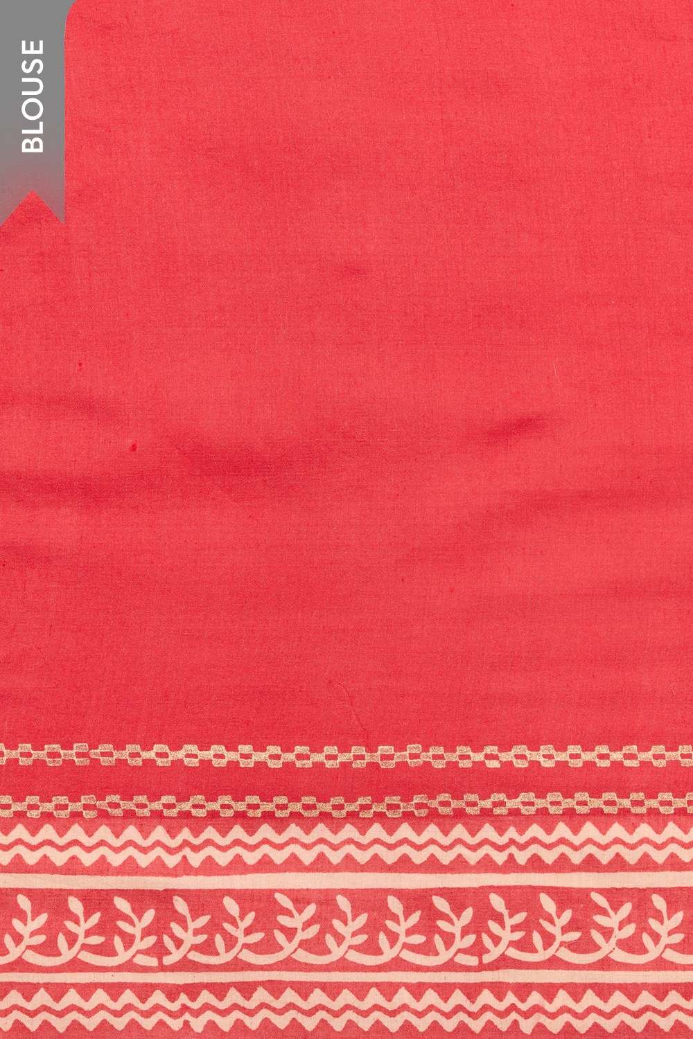 Off White Bengal Block Printed Pure Tussar Silk Saree image number null