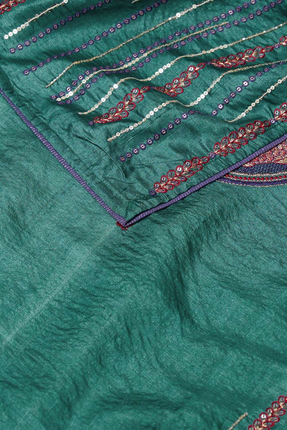 Dark Violet Pure Tussar Silk Embroidered Saree image number null