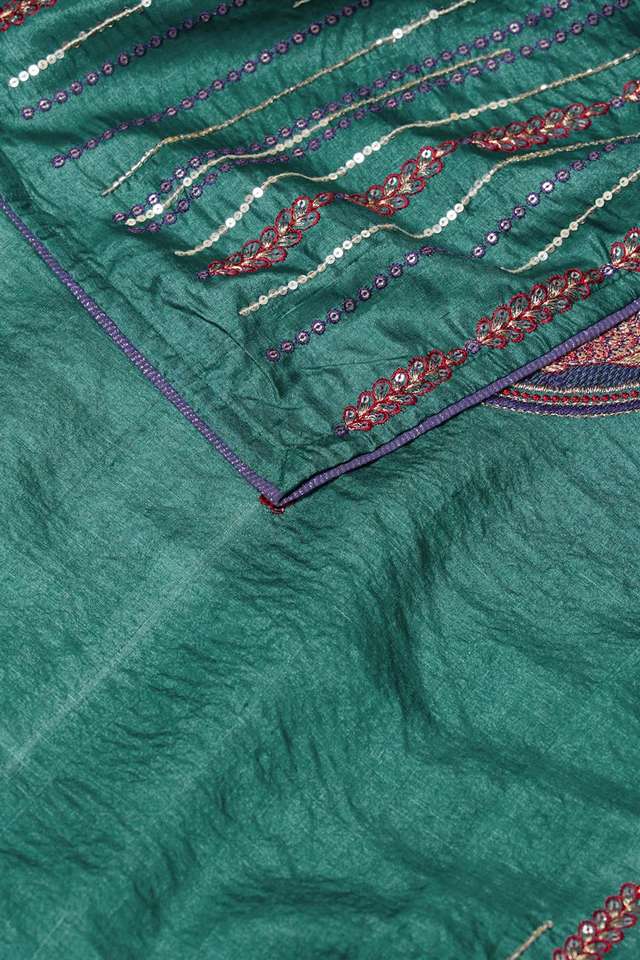 Dark Violet Pure Tussar Silk Embroidered Saree thumbnail image number null