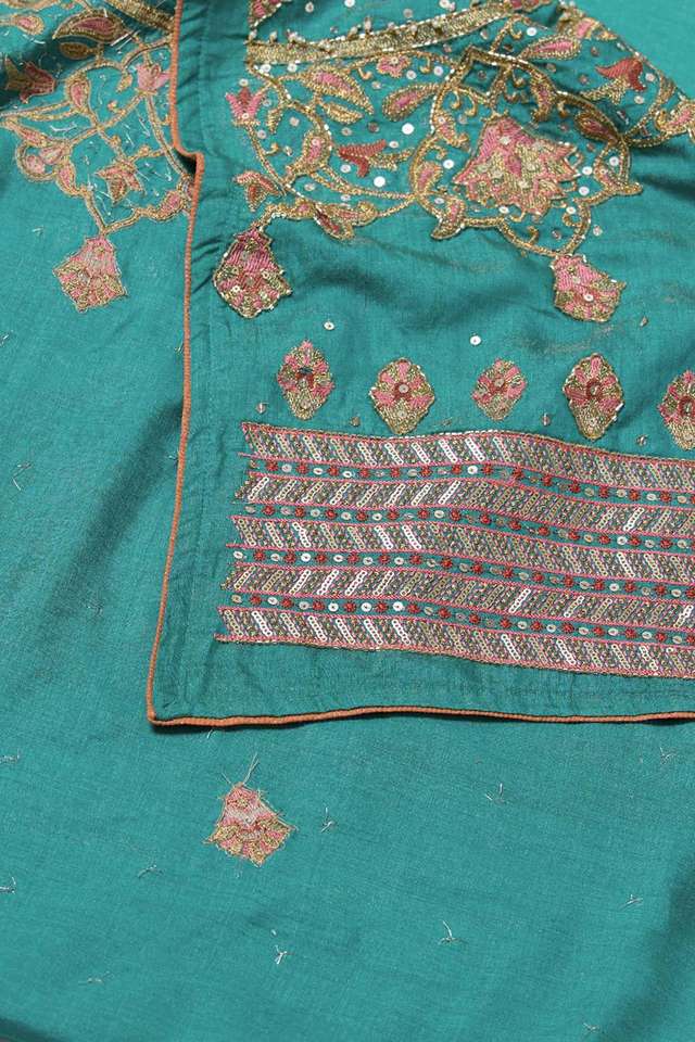 Blue Pure Tussar Tissue Embroidered Saree thumbnail image number null