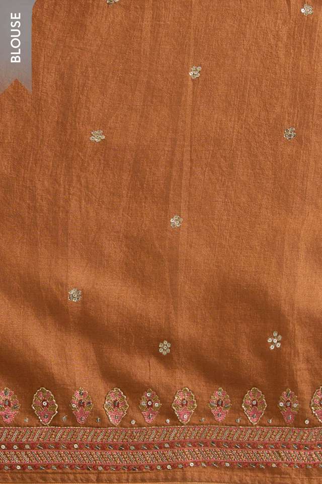 Blue Pure Tussar Tissue Embroidered Saree thumbnail image number null