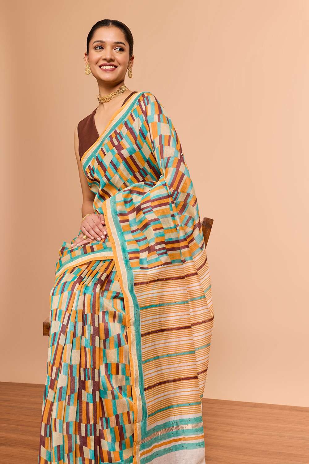 Multi Screen Printed Pure Silk Cotton Saree image number null