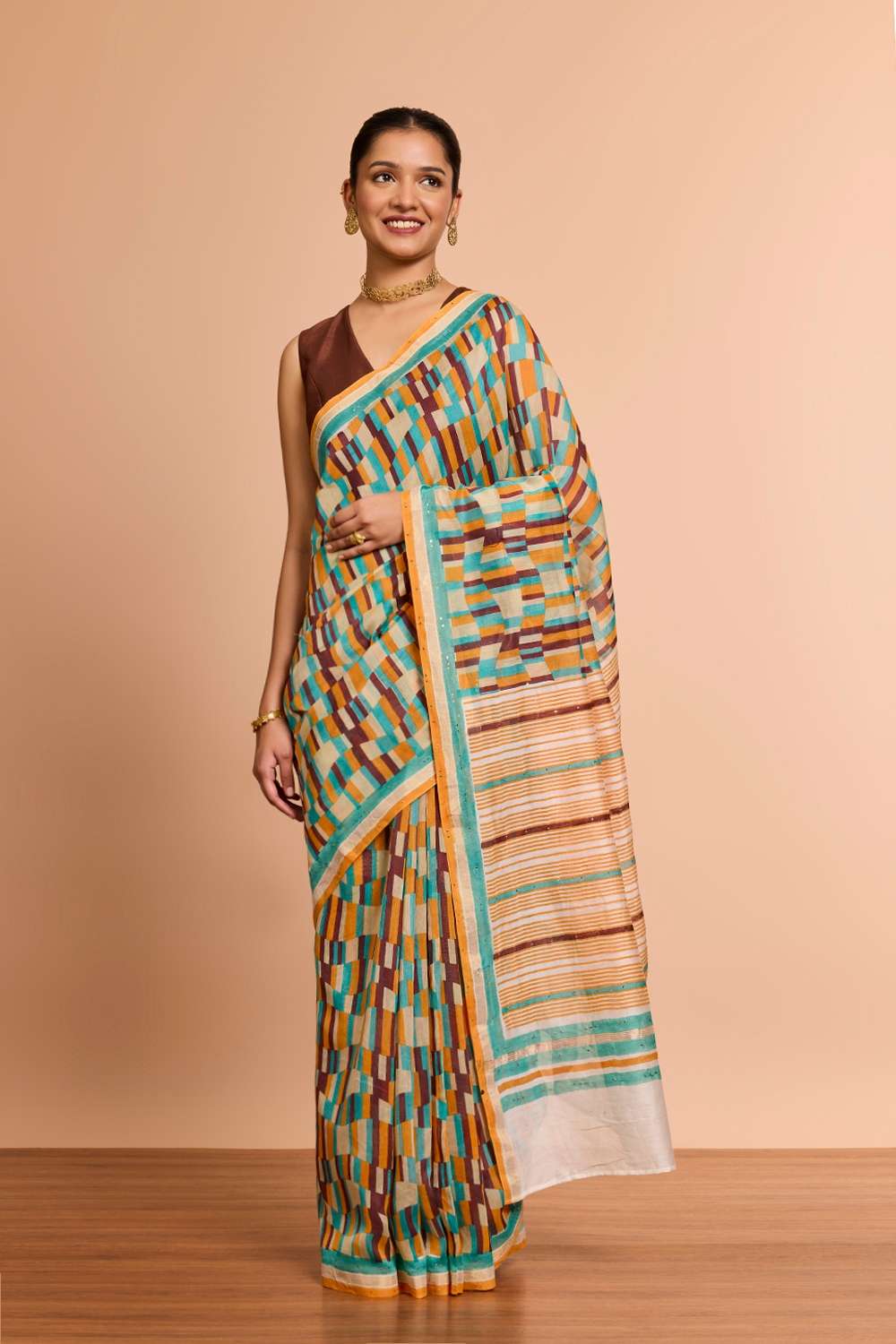 Multi Screen Printed Pure Silk Cotton Saree image number null