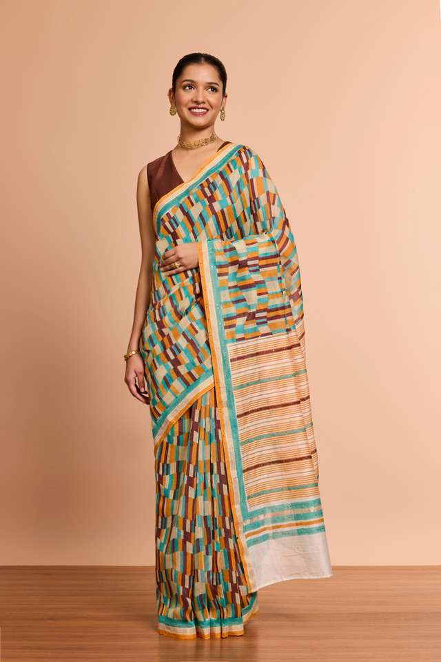 Multi Screen Printed Pure Silk Cotton Saree thumbnail image number null