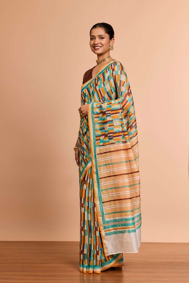 Multi Screen Printed Pure Silk Cotton Saree thumbnail image number null