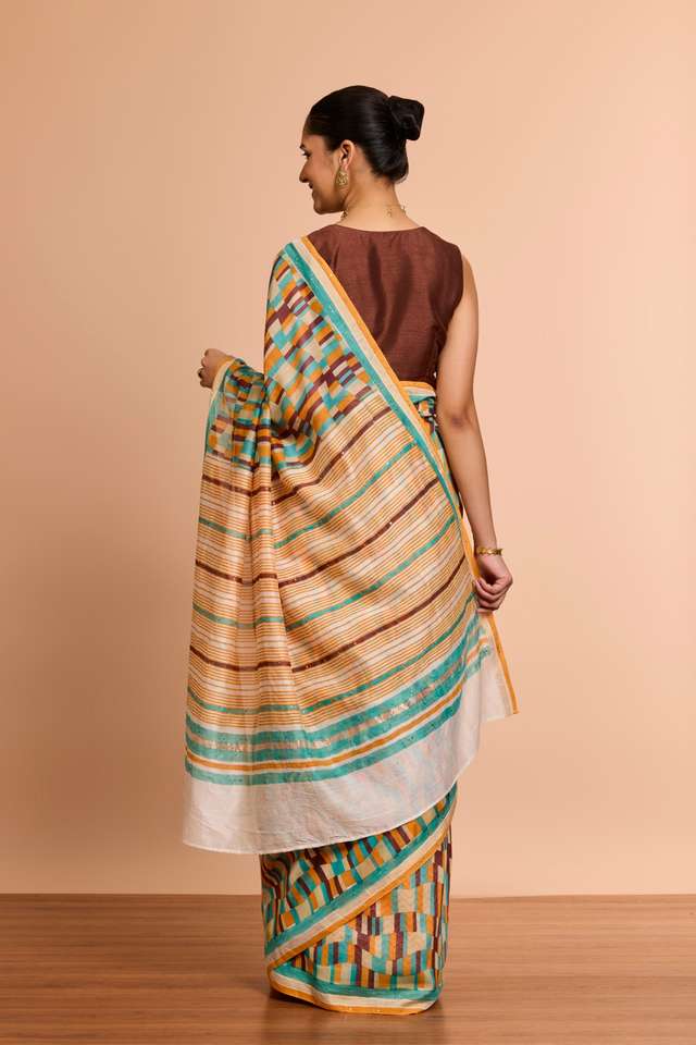 Multi Screen Printed Pure Silk Cotton Saree thumbnail image number null