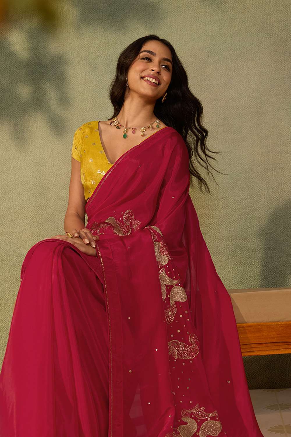 Red Gopalpur Pure Viscose Embroidered Saree image number null