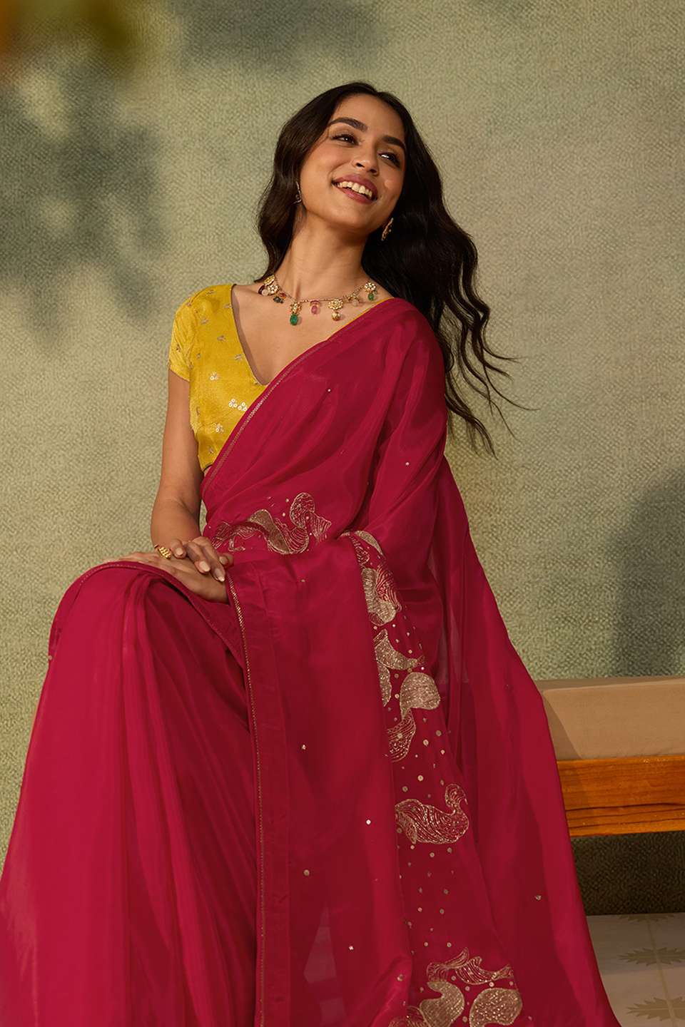 Red Gopalpur Pure Viscose Embroidered Saree