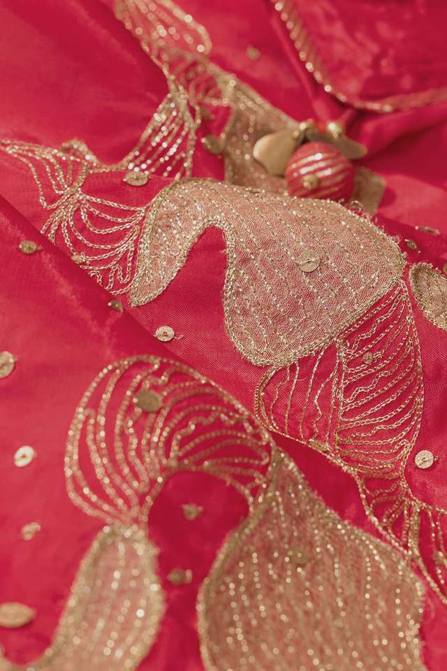 Red Gopalpur Pure Viscose Embroidered Saree thumbnail image number null