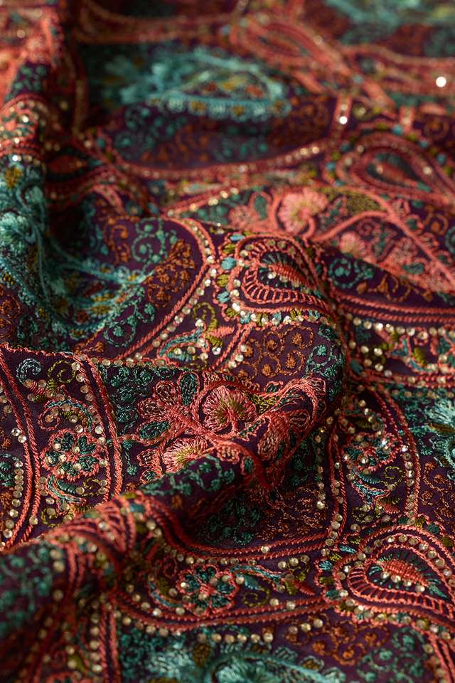 Purple Pure Viscose Embroidered Saree thumbnail image number null