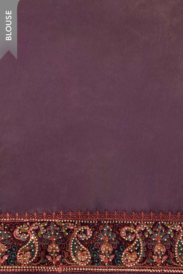 Purple Pure Viscose Embroidered Saree thumbnail image number null