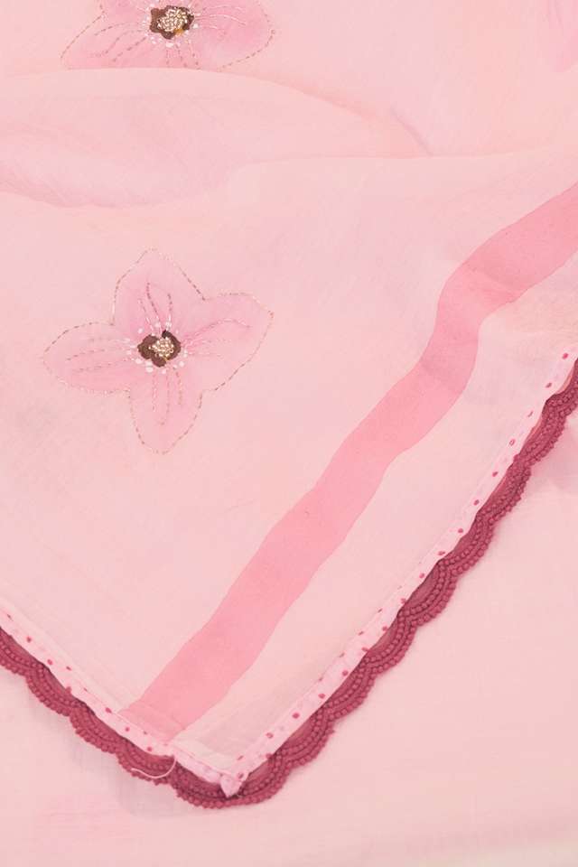 Light Pink Bengal Pure Silk Cotton Hand Painted Embroidered Saree thumbnail image number null