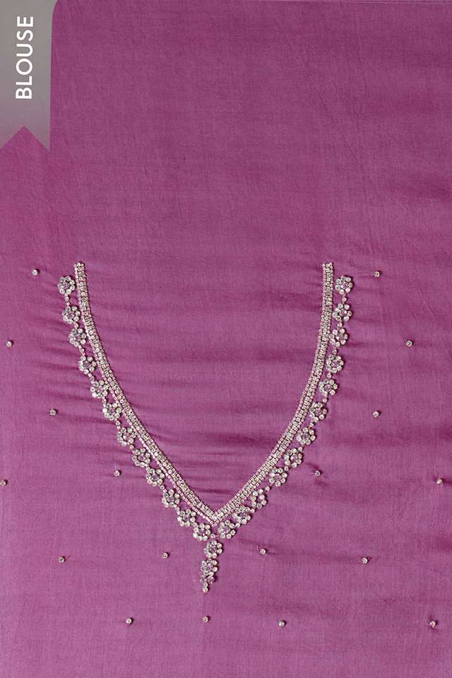 Purple Viscose Organza Embroidered Saree thumbnail image number null