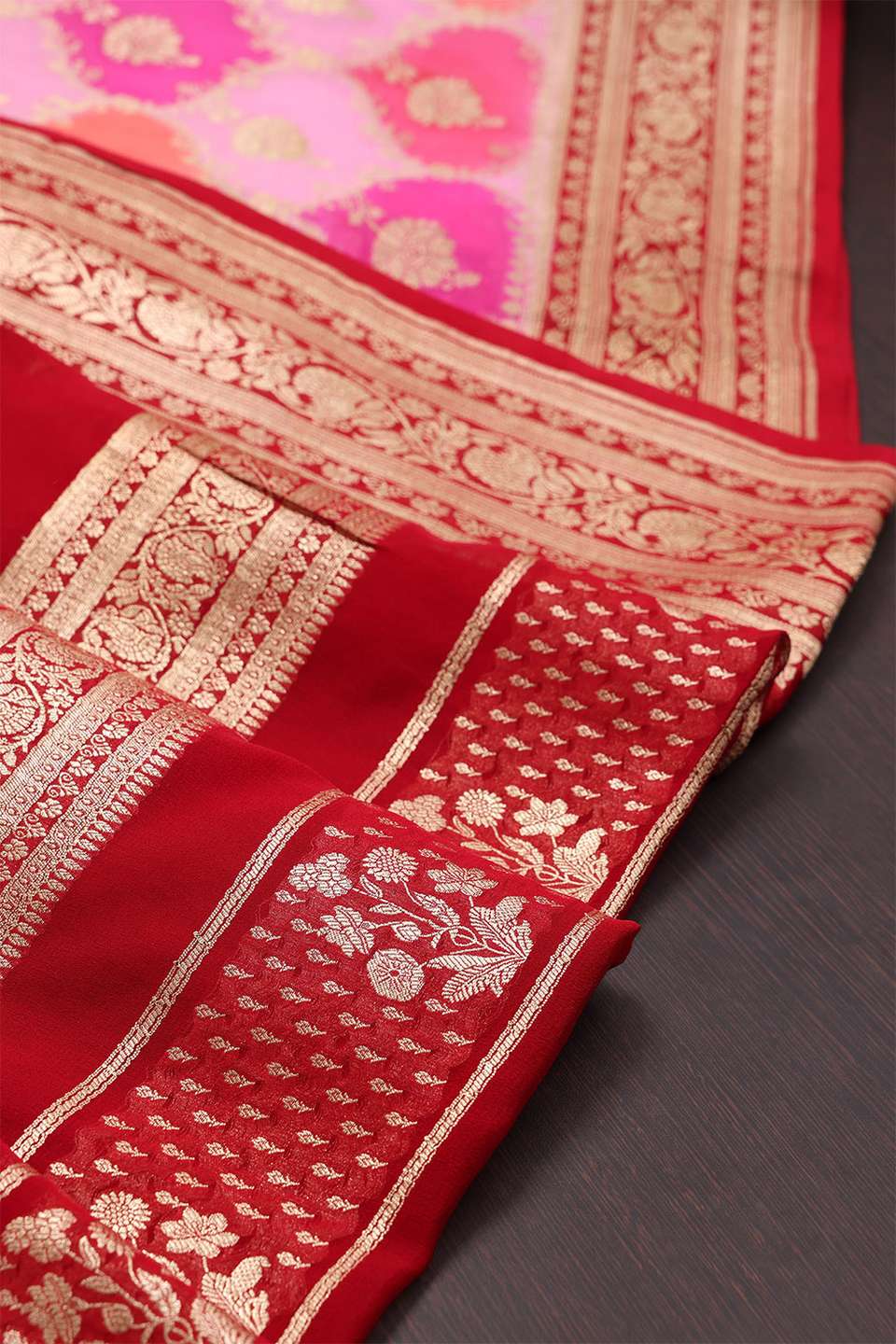 Light Pink Banaras Georgette Saree