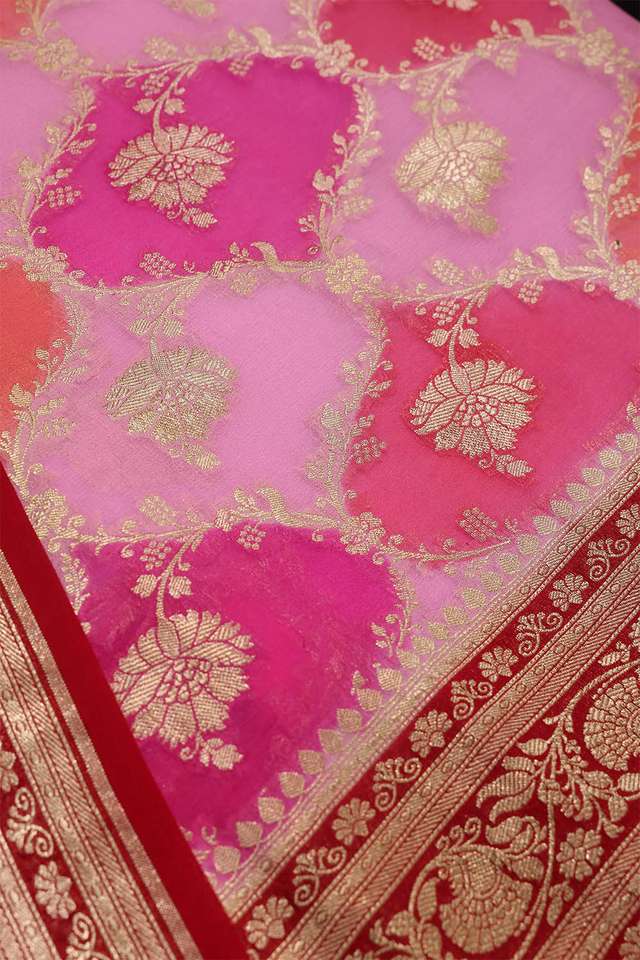 Light Pink Banaras Georgette Saree thumbnail image number null