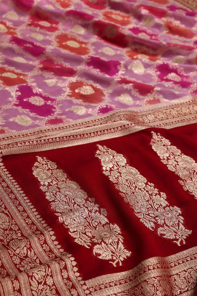 Light Pink Banaras Georgette Saree thumbnail image number null