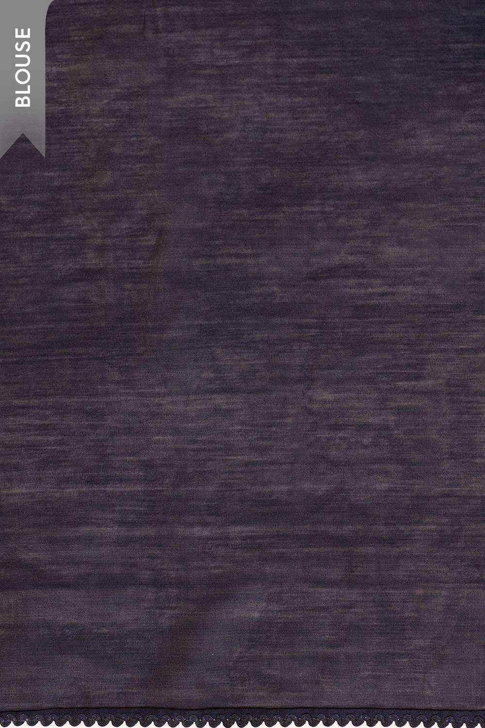 Blue Block Printed Pure Silk Cotton Saree image number null